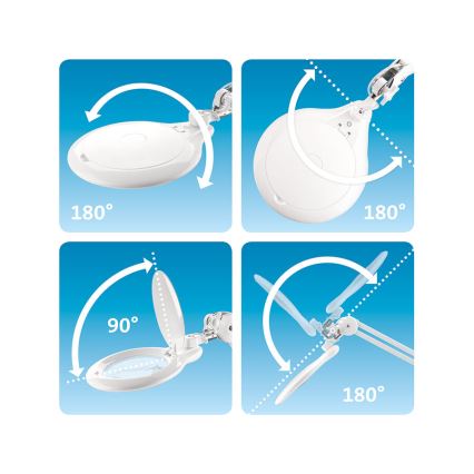 Extol - LED-dimmbare Schreibtischlampe mit Lupe LED/10W/230V weiß