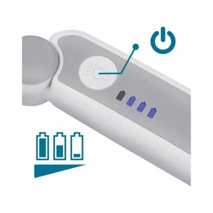 Extol - dimmbare, wiederaufladbare, zusammenklappbare Lupe mit LED-Beleuchtung/650 mAh, weiß/grau