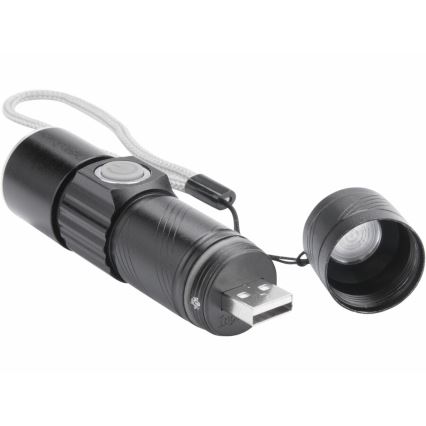 Extol - LED-Taschenlampe LED/3W/450 mAh/3,7V schwarz