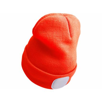 Extol - Mütze mit integrierter Stirnlampe und USB-Ladefunktion, 250 mAh, neonorange, Gr. UNI