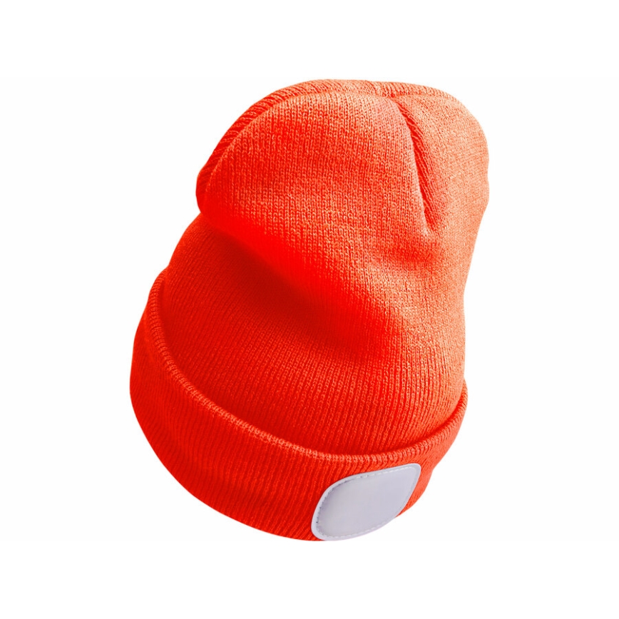 Extol - Mütze mit integrierter Stirnlampe und USB-Ladefunktion, 250 mAh, neonorange, Gr. UNI