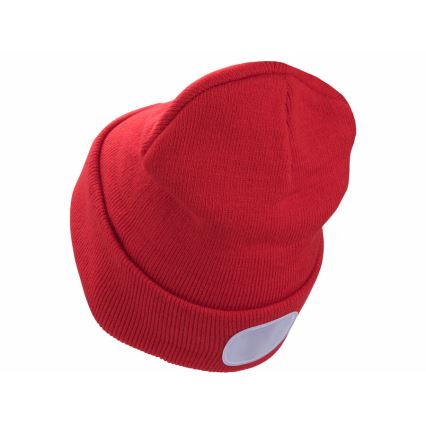 Extol - Mütze mit integrierter Stirnlampe und USB-Ladefunktion 300 mAh, rot, Gr. UNI