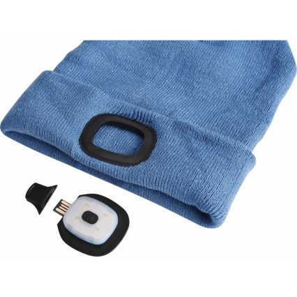 Extol - Mütze mit integrierter Stirnlampe, USB-aufladbar (300 mAh), blau, Einheitsgröße