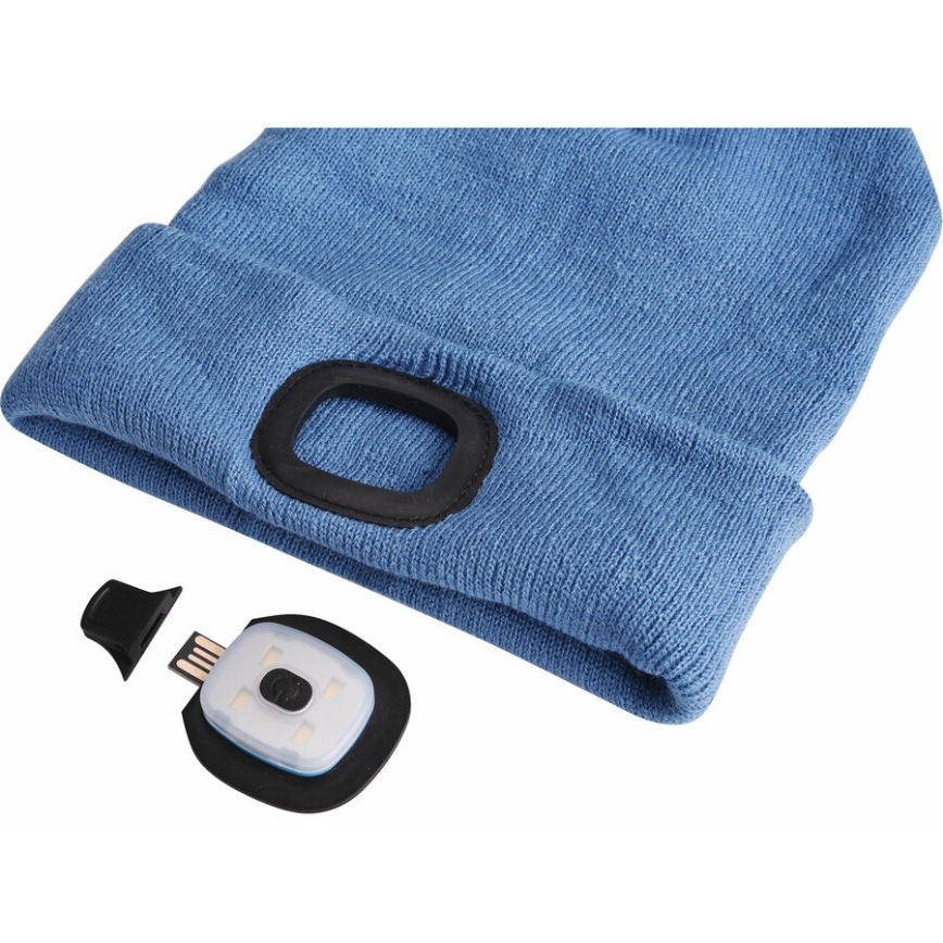 Extol - Mütze mit integrierter Stirnlampe, USB-aufladbar (300 mAh), blau, Einheitsgröße