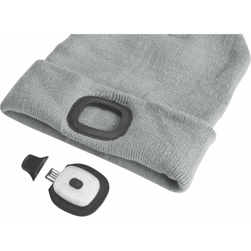 Extol - Mütze mit Stirnlampe und USB-Ladefunktion, 300 mAh, grau, Einheitsgröße
