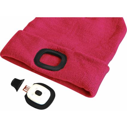 Extol – Mütze mit Stirnlampe und USB-Ladefunktion, 300 mAh, rosa, Einheitsgröße