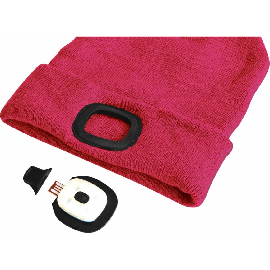 Extol – Mütze mit Stirnlampe und USB-Ladefunktion, 300 mAh, rosa, Einheitsgröße