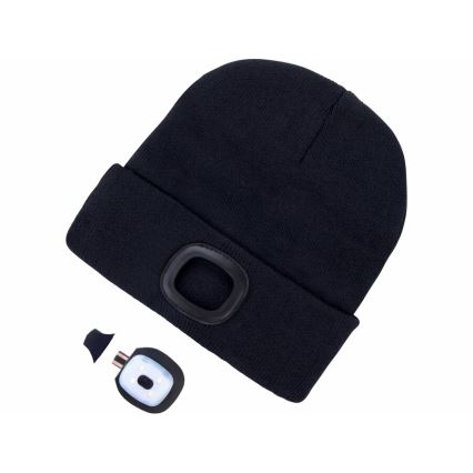 Extol - Mütze mit Stirnlampe und USB-Ladefunktion, 300 mAh, schwarz, Einheitsgröße