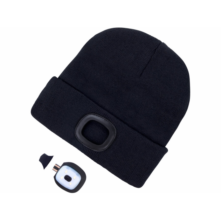 Extol - Mütze mit Stirnlampe und USB-Ladefunktion, 300 mAh, schwarz, Einheitsgröße