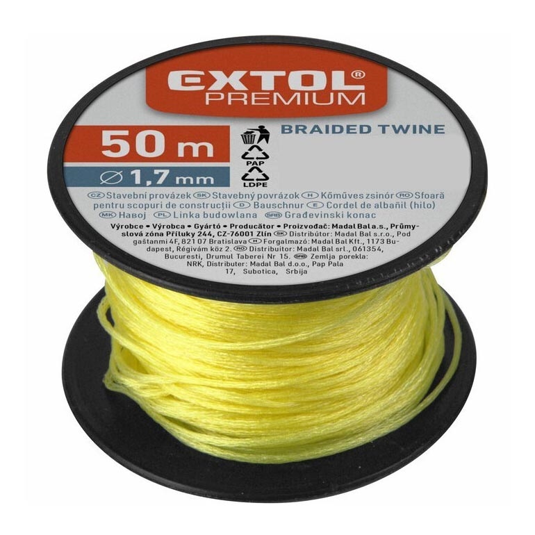 Extol Premium - Bauschnur 1,7mm x 50m gelb