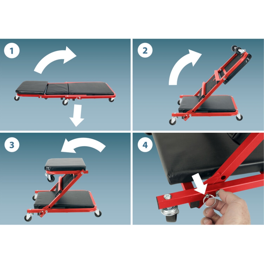 Extol Premium - fahrbare Montage-Liege/Sitz 2-in-1
