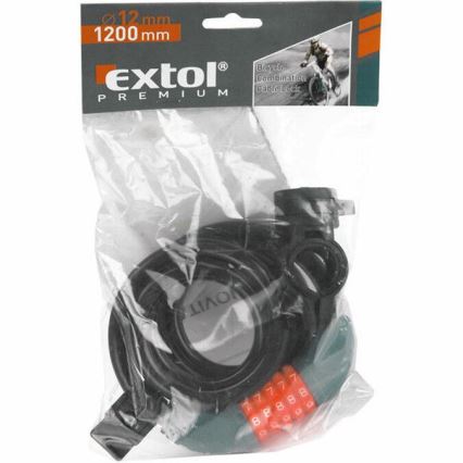 Extol Premium - Fahrradkabelschloss 12x1200 mm mit fünfstelligem Zahlencode