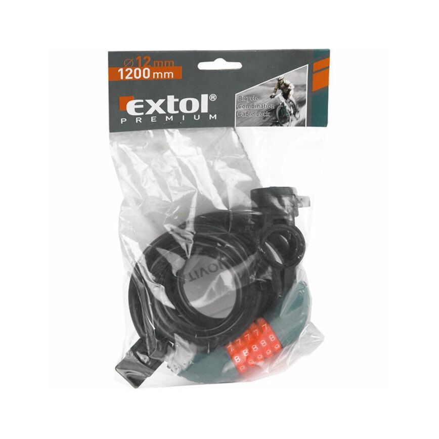 Extol Premium - Kabel-Fahrradschloss 12x1200 mm mit vierstelligem Code
