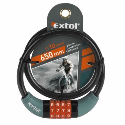 Extol Premium - Kabel-Fahrradschloss10x650 mm mit vierstelligem Code