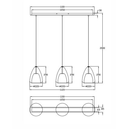 Fabas Luce 3673-48-125 - Hängeleuchte an Schnur BRITTON 3xE27/40W/230V golden