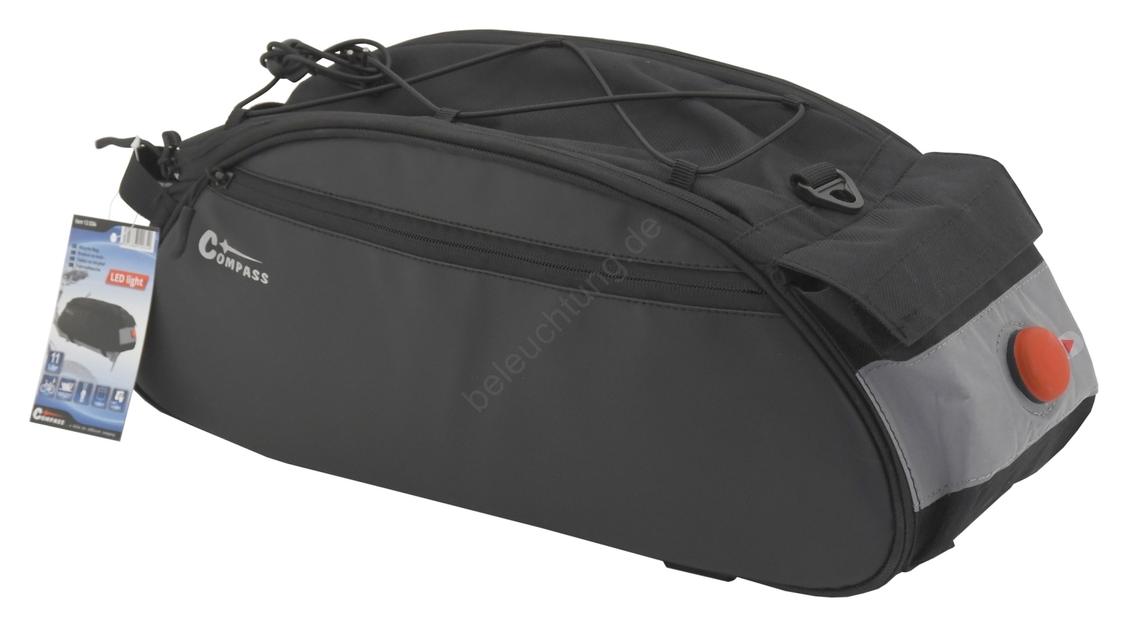 Fahrradtasche für Gepäckträger 11 l mit LED-Rücklicht 2xCR2032