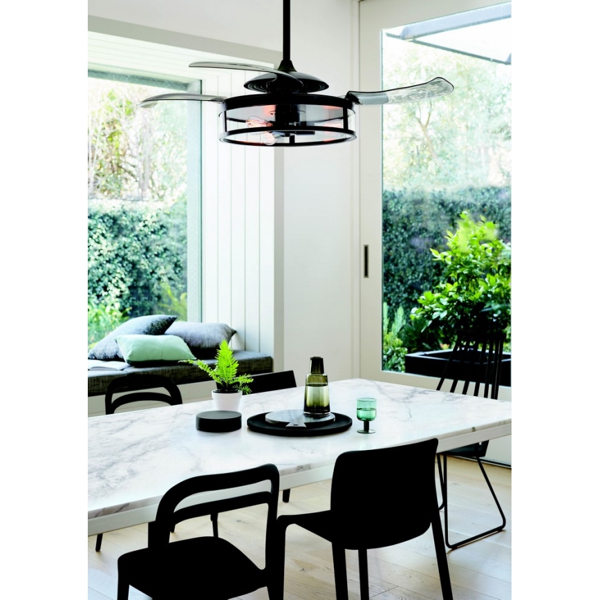 FANAWAY 212927 - LED-Deckenventilator CLASSIC 3xE27/4W/230V schwarz Ø 112 cm + Fernbedienung