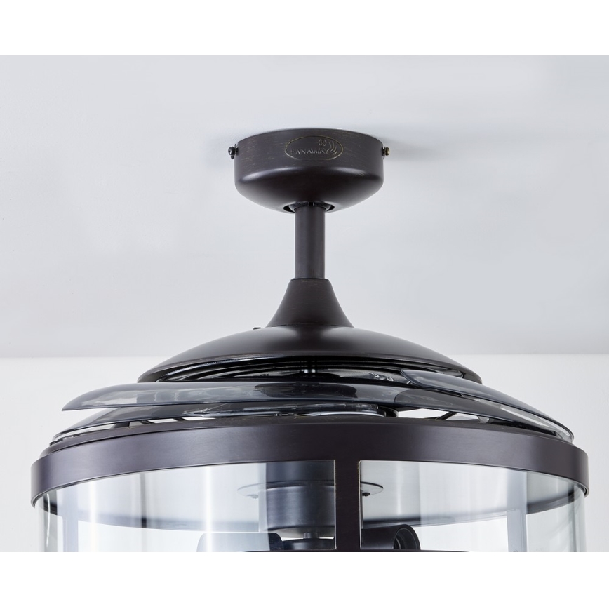 FANAWAY 212927 - LED-Deckenventilator CLASSIC 3xE27/4W/230V schwarz Ø 112 cm + Fernbedienung