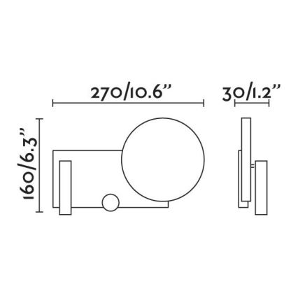 FARO 20065 - Dimmbare kleine LED-Wandleuchte KLEE LED/10W/230V + LED/3W rechts