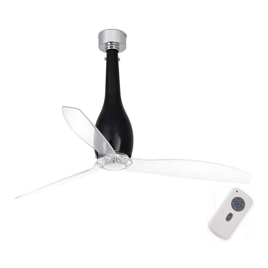 FARO 32002 - Deckenventilator ETERFAN schwarz/klar d 128 cm + Fernbedienung