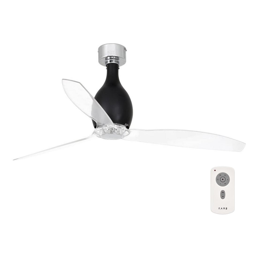 FARO 32026 - Deckenventilator MINI ETERFAN schwarz/klar d 128 cm + Fernbedienung