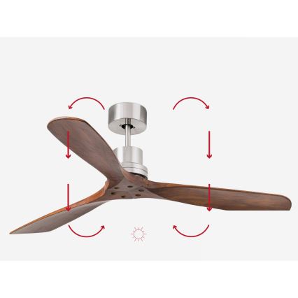 FARO 33370DC - Deckenventilator LANTAU braun/mattes Chrom d 132 cm + Fernbedienung