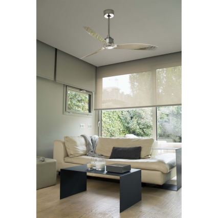 FARO 33394 - Deckenventilator JUST FAN glänzendes Chrom/klar + Fernbedienung