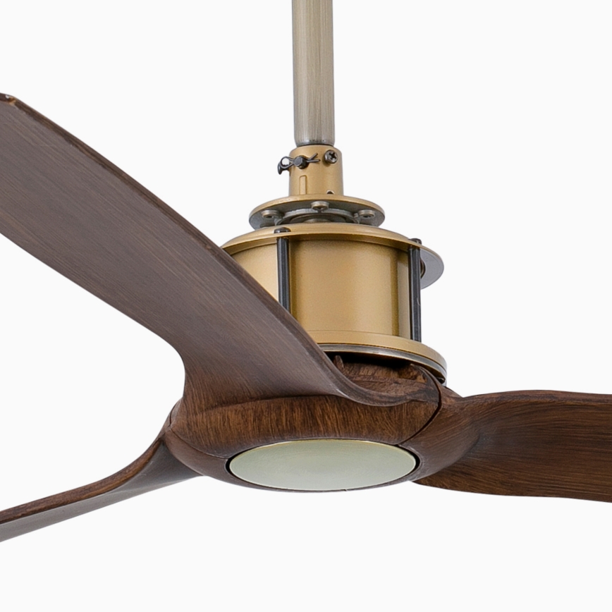 FARO 33398WT - Deckenventilator JUST FAN M Ø 128 cm braun/Messing Wi-Fi Tuya + Fernbedienung