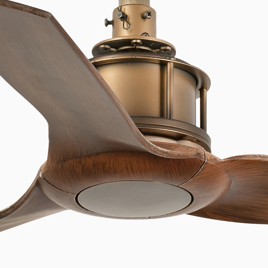FARO 33428WT - Deckenventilator JUST FAN S Ø 81 cm braun/Messing Wi-Fi Tuya + Fernbedienung