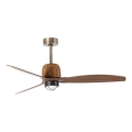 FARO 334361N - LED-dimmbarer Deckenventilator WEAVER M, LED/16W/230V, Ø 128 cm, Braun/Messing + Fernbedienung