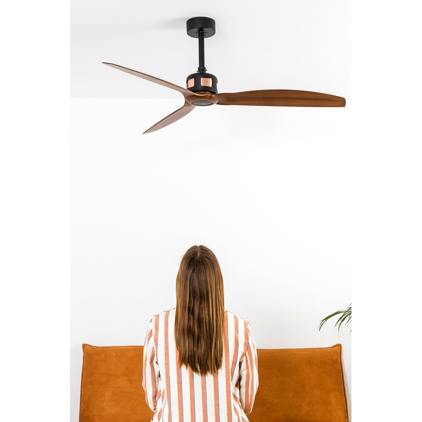 FARO 33451WT - Deckenventilator COPPER FAN M, Durchmesser 128 cm, Braun/Schwarz, Tuya Wi-Fi + Fernbedienung