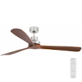 FARO 33464DC - Deckenventilator LANTAU XL braun/matt Chrom d 168 cm + Fernbedienung
