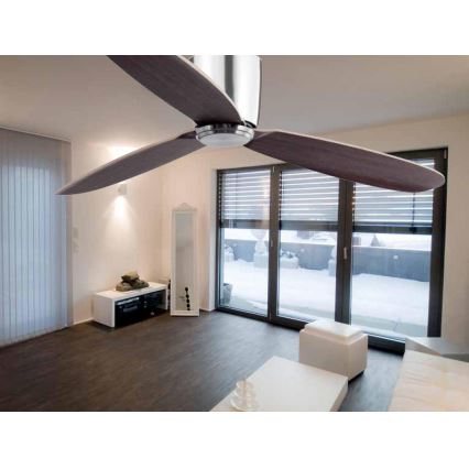 FARO 33472N - Deckenventilator NIAS matt Chrom/braun d 132 cm + Fernbedienung