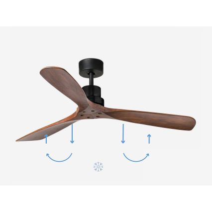 FARO 33516DCWP - Deckenventilator LANTAU L schwarz/braun d 132 cm SMART + Fernbedienung