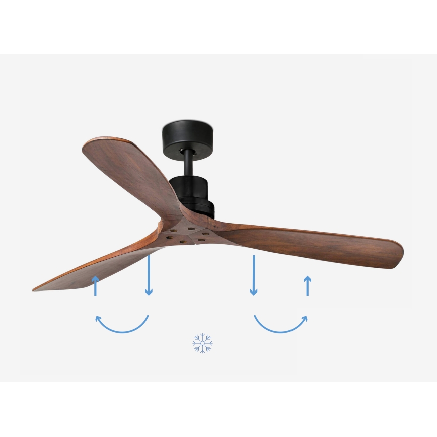 FARO 33516DCWP - Deckenventilator LANTAU L schwarz/braun d 132 cm SMART + Fernbedienung