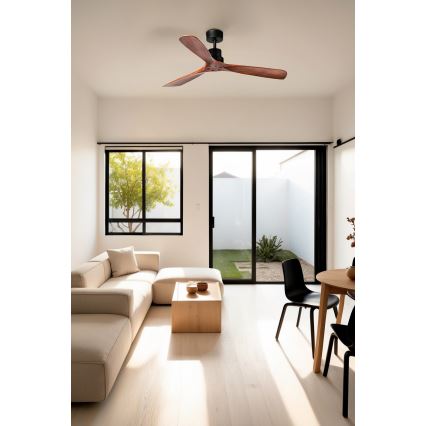 FARO 33516DCWP - Deckenventilator LANTAU L schwarz/braun d 132 cm SMART + Fernbedienung