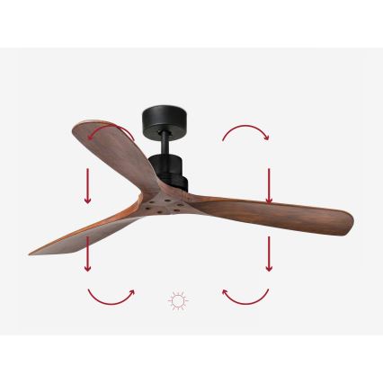 FARO 33516DCWP - Deckenventilator LANTAU L schwarz/braun d 132 cm SMART + Fernbedienung