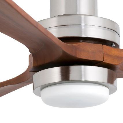 FARO 33518DC - LED-Deckenventilator LANTAU LED/15W/230V Ø 132 cm mattchrom/Holz + Fernbedienung