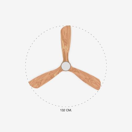 FARO 33560DC - LED-Deckenventilator LANTAU LED/15W/230V Holz/Chrom d132 cm + Fernbedienung