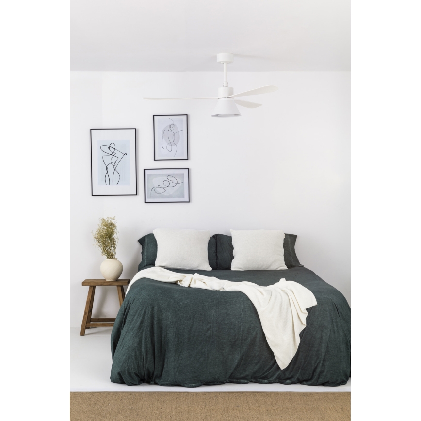 FARO 33760WT-22 - Dimmbarer LED-Deckenventilator AMELIA L CONE LED/20W/230V 2700/3500/5000K weiß d 132 cm Wi-Fi Tuya + Fernbedienung