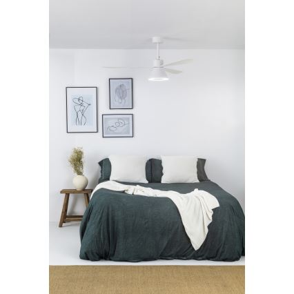FARO 33760WT-22 - Dimmbarer Deckenventilator AMELIA L CONE LED/20W/230V 2700/3500/5000K weiß pr. 132 cm Wi-Fi Tuya + Fernbedienung