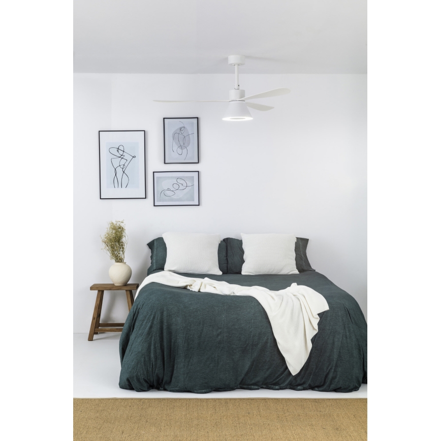 FARO 33760WT-22 - Dimmbarer Deckenventilator AMELIA L CONE LED/20W/230V 2700/3500/5000K weiß pr. 132 cm Wi-Fi Tuya + Fernbedienung