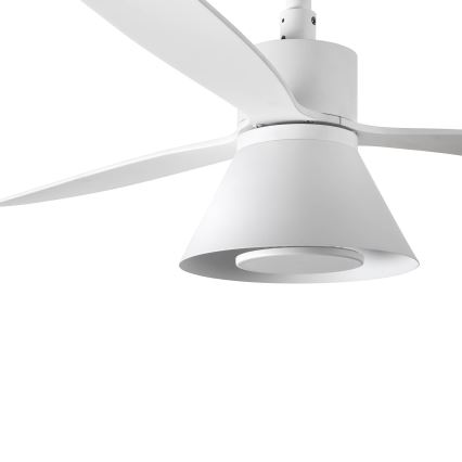 FARO 33760WT-22 - Dimmbarer Deckenventilator AMELIA L CONE LED/20W/230V 2700/3500/5000K weiß pr. 132 cm Wi-Fi Tuya + Fernbedienung