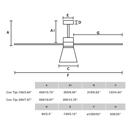 FARO 33760WT-22 - Dimmbarer Deckenventilator AMELIA L CONE LED/20W/230V 2700/3500/5000K weiß pr. 132 cm Wi-Fi Tuya + Fernbedienung