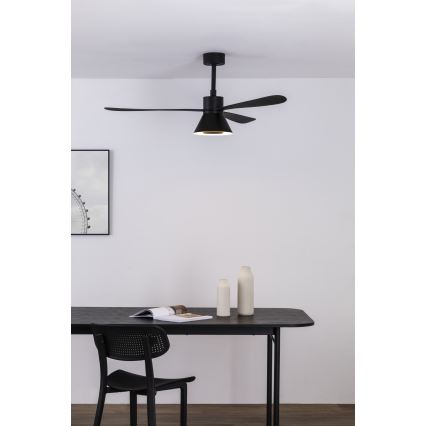 FARO 33761WT-23 - LED Dimmbarer Deckenventilator AMELIA L CONE LED/20W/230V 2700/3500/5000K schwarz pr. 132 cm Wi-Fi Tuya + Fernbedienung