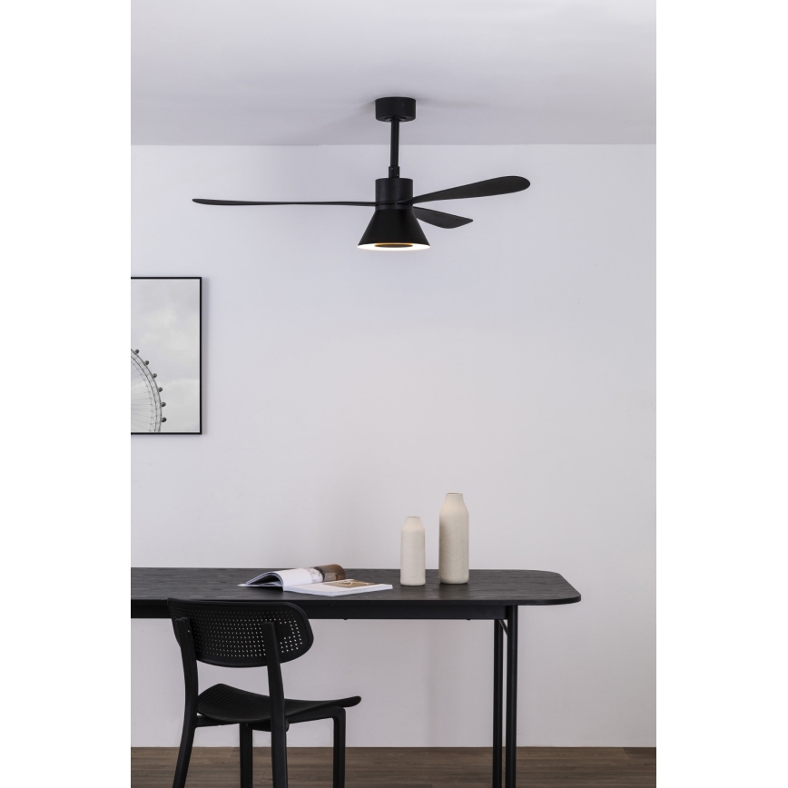FARO 33761WT-23 - LED Dimmbarer Deckenventilator AMELIA L CONE LED/20W/230V 2700/3500/5000K schwarz pr. 132 cm Wi-Fi Tuya + Fernbedienung