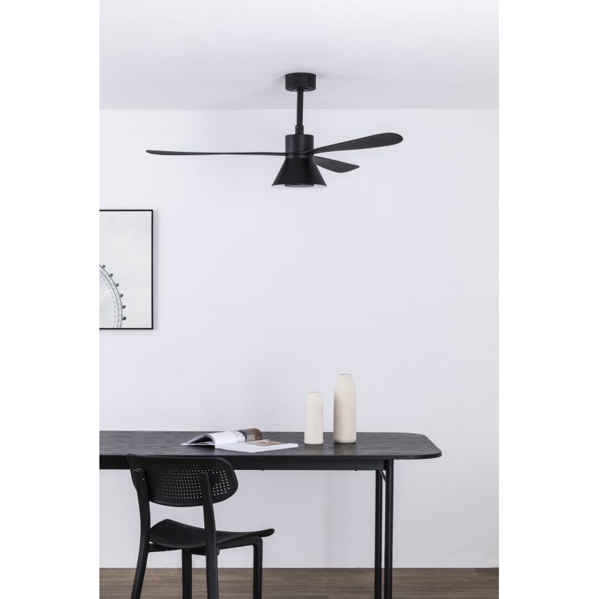FARO 33761WT-23 - LED Dimmbarer Deckenventilator AMELIA L CONE LED/20W/230V 2700/3500/5000K schwarz pr. 132 cm Wi-Fi Tuya + Fernbedienung