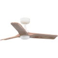 FARO 33805WT-1TW - LED-dimmbarer Deckenventilator HEYWOOD mit LED/10W/230V 2700/3000/4000K Holz/Weiß Ø 90 cm Wi-Fi Tuya + Fernbedienung