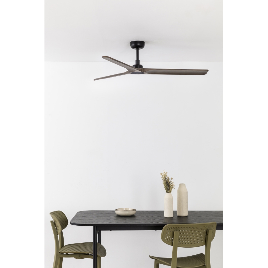 FARO 33809WT - Deckenventilator HEYWOOD L Holz/schwarz d 132 cm Wi-Fi Tuya + Fernbedienung