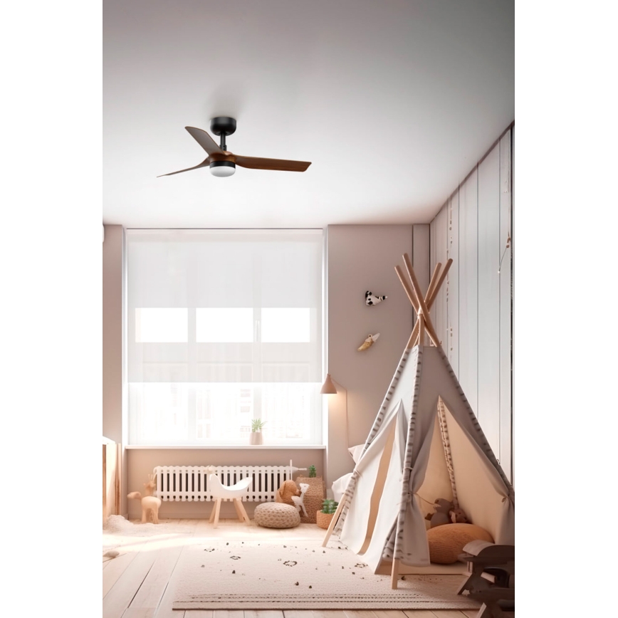 FARO 33823-1TW - Dimmbarer LED-Deckenventilator MINI PUNT S LED/10W 2700/4000/6000K braun/schwarz d 90 cm + Fernbedienung